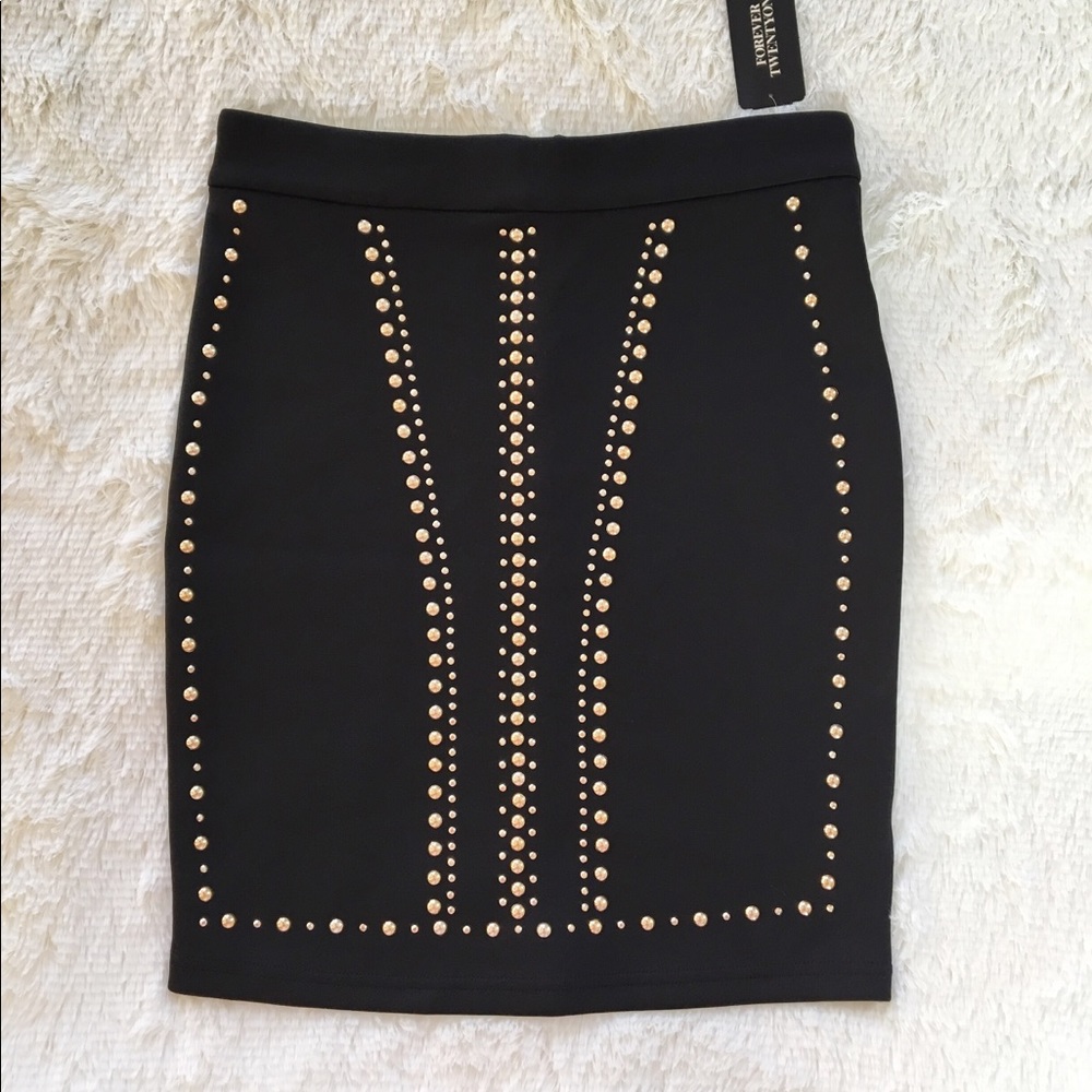 Brand new Forever 21 black rivets skirt
